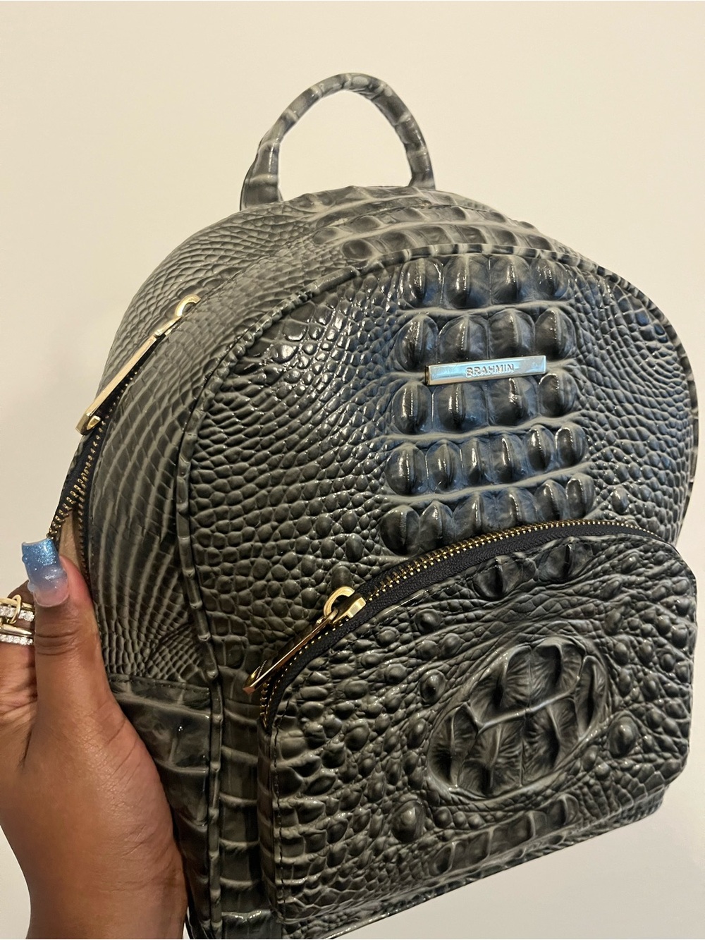 Croc-Embossed Mini Backpack - Black - Picture 6 of 6